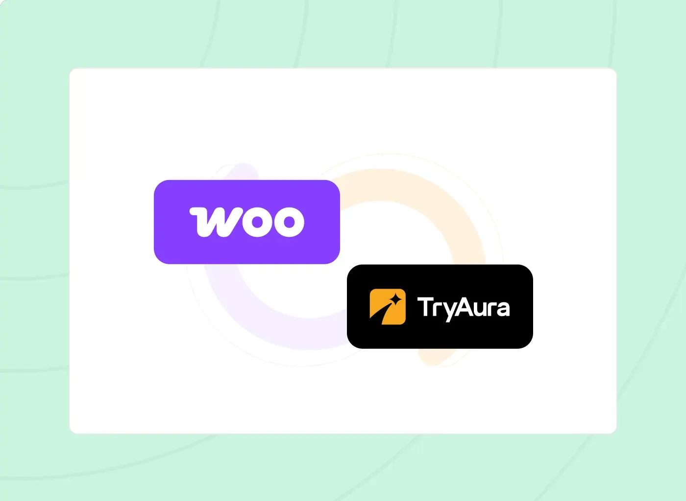 The WooCommerce and TryAura marks locked together