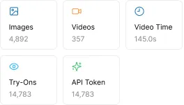 Counters for images, videos, video time, try-ons and API tokens