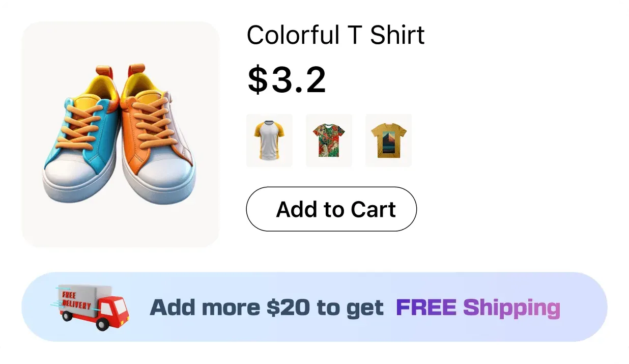 A cart showing progress towards free shipping