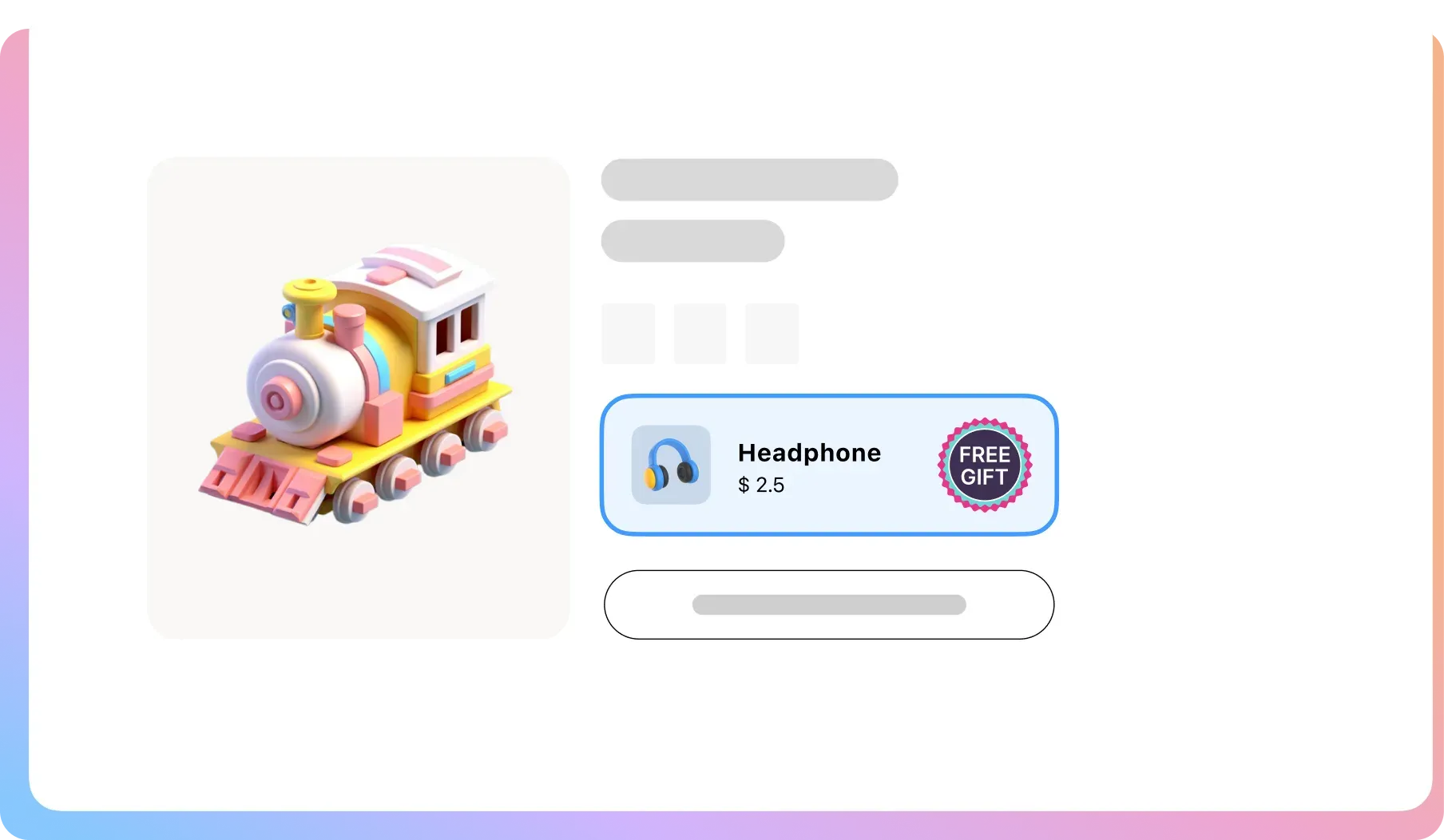 A product page offering a free headphone alongside the item in the cart