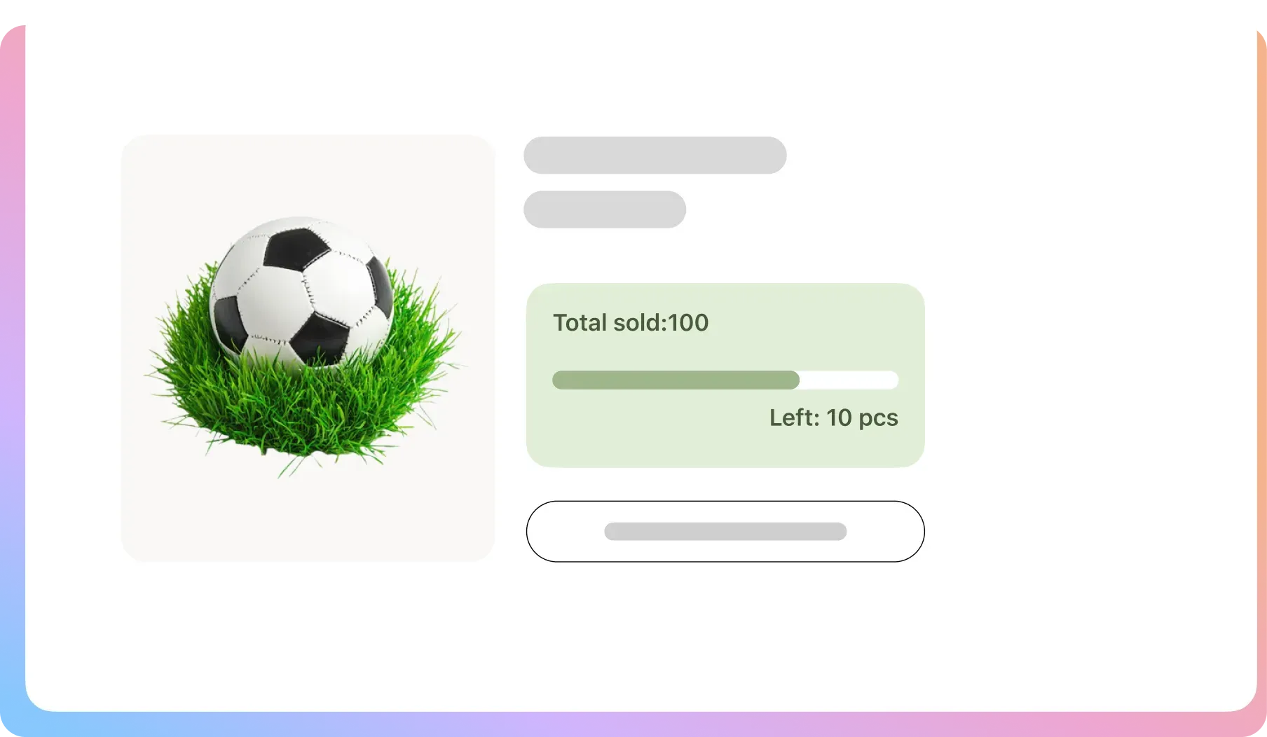 A product page showing how many units have sold and how many are left