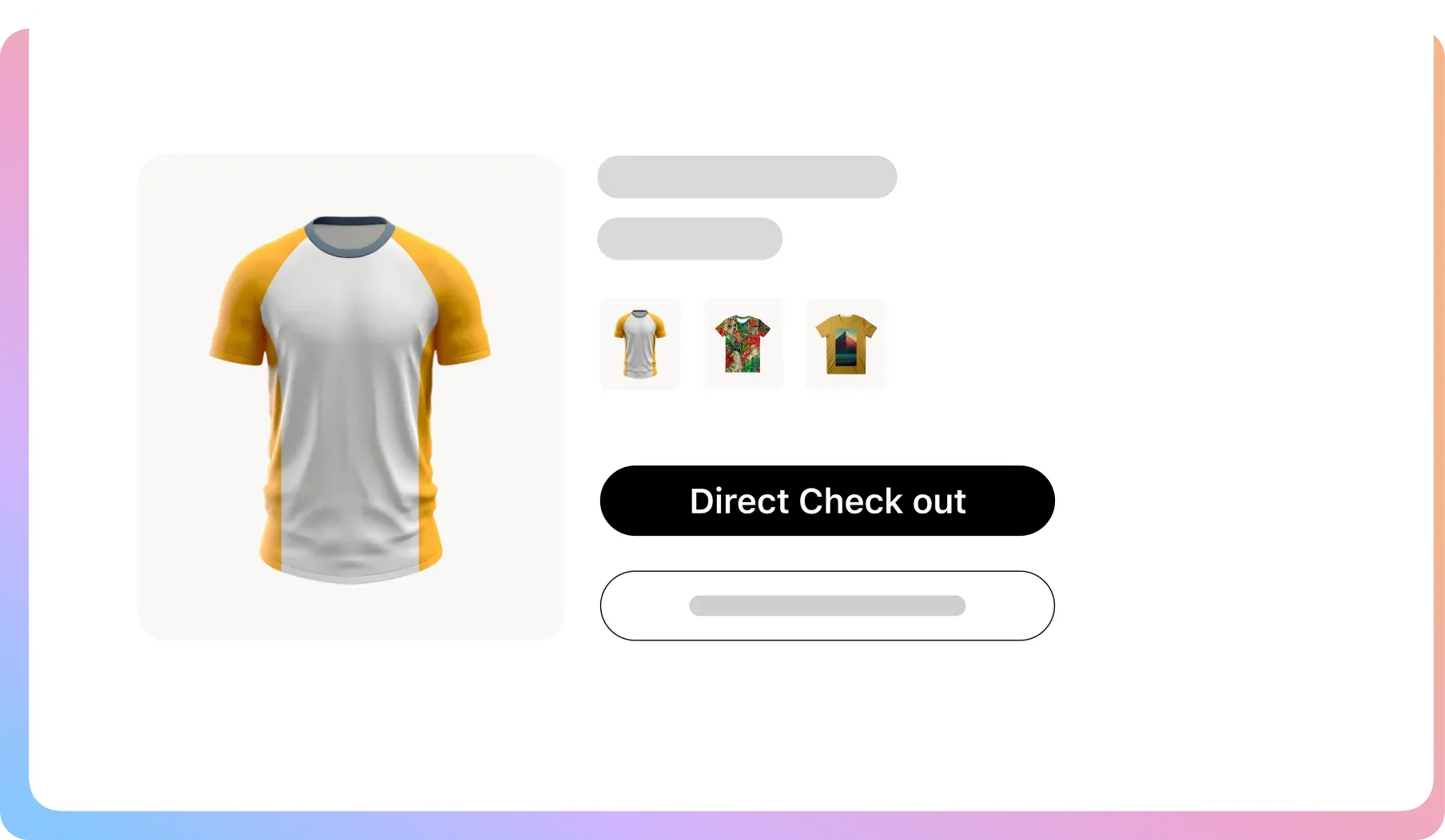 A product page with a Direct Check out button beside the product image