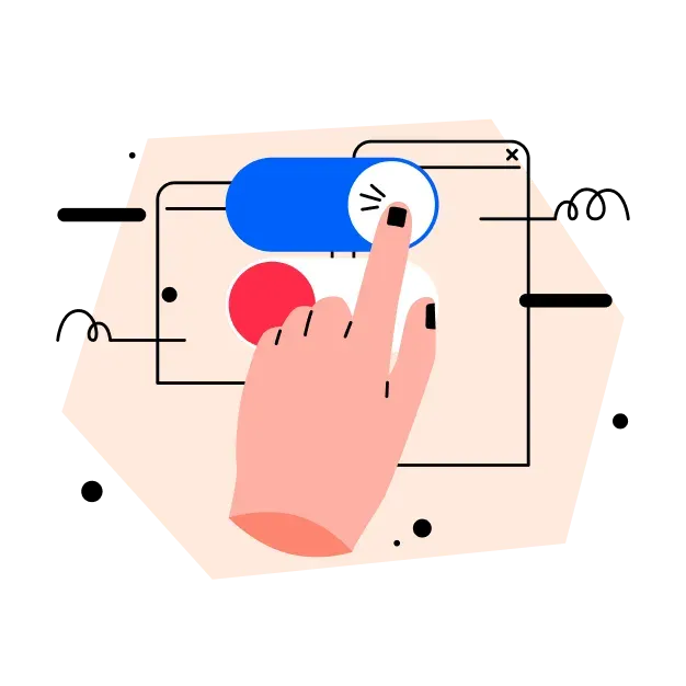 A finger flicking a switch back and forth