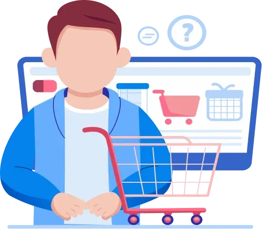 A shopper struggling with an empty basket