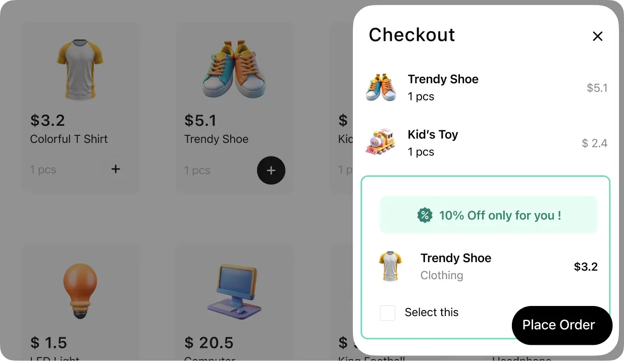 A checkout order bump offering a matching product