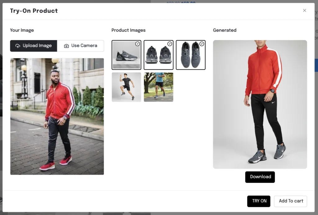 A shopper trying out virtual try-on feature in TryAura