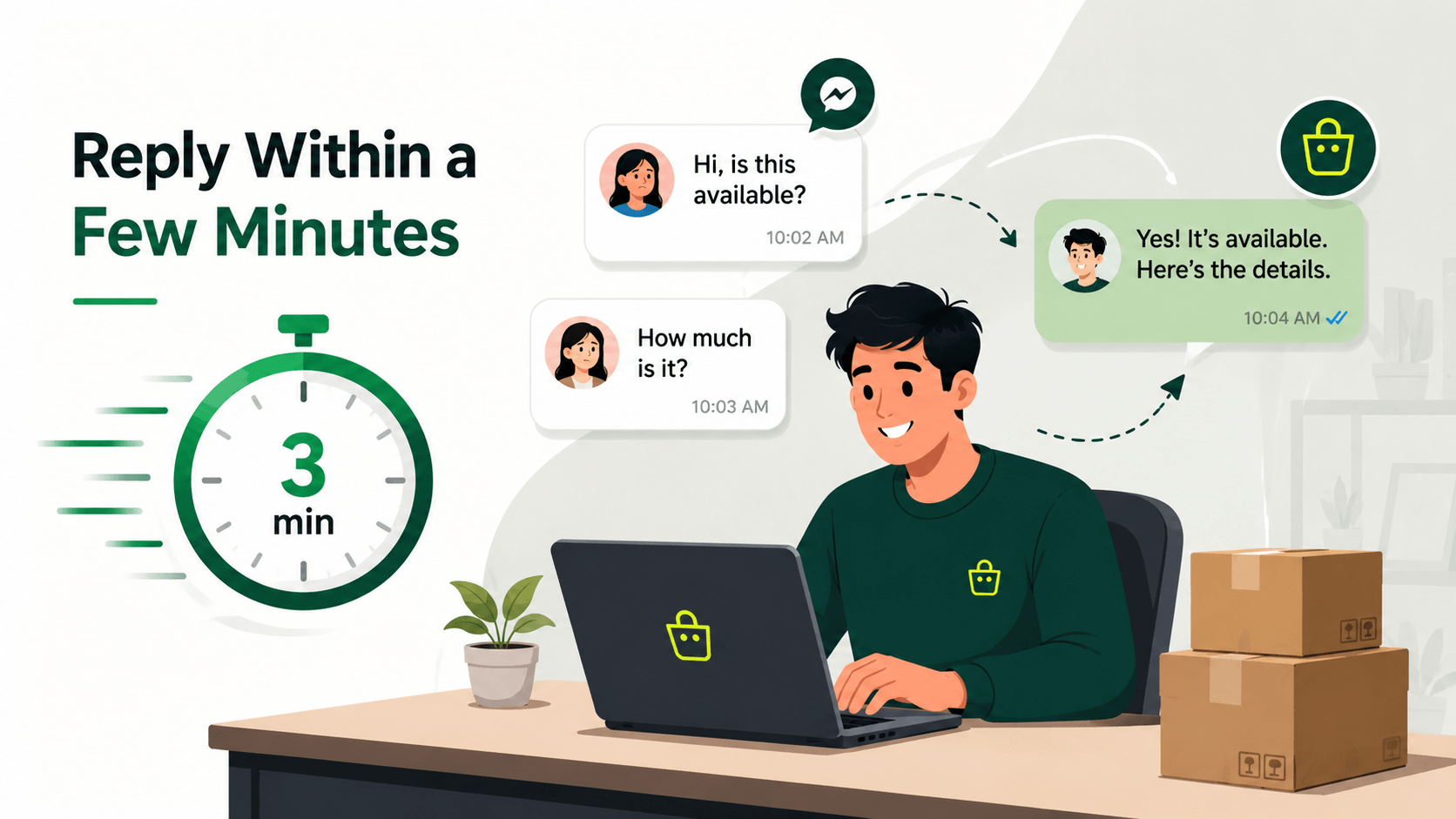 Reply to messages in few minutes