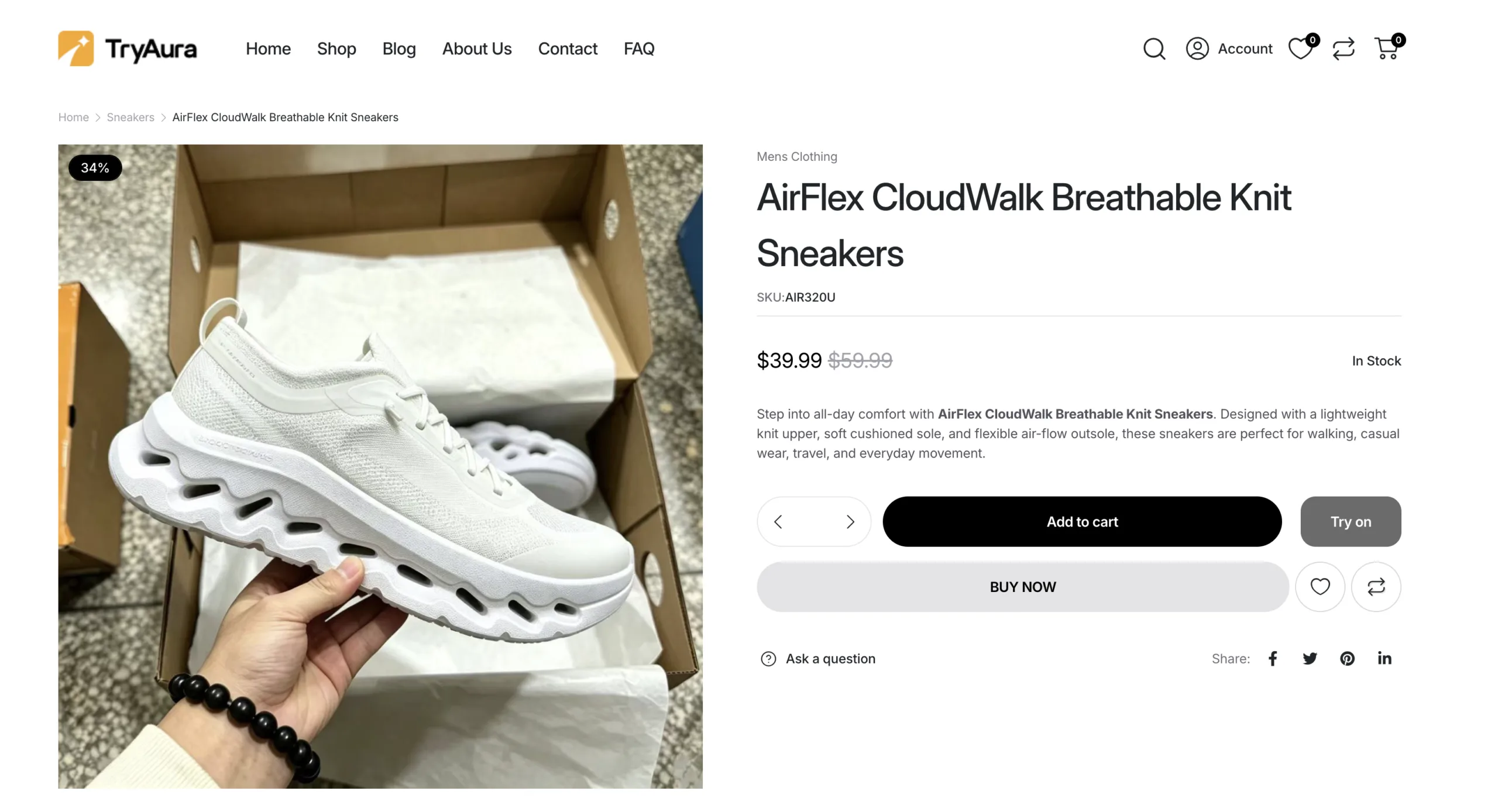A generic supplier image of a sneaker before improving photo with AI