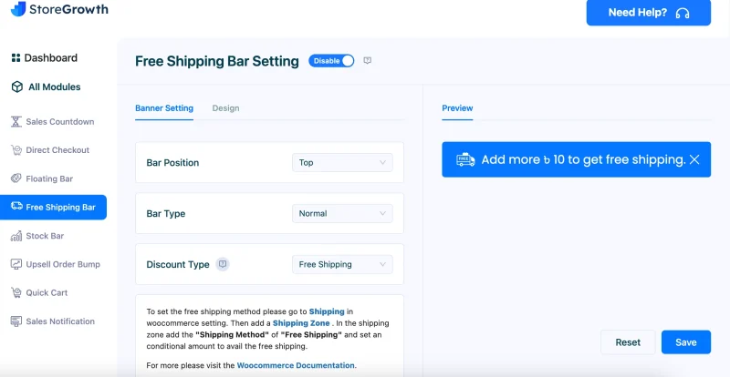 StoreGrowth free shipping bar