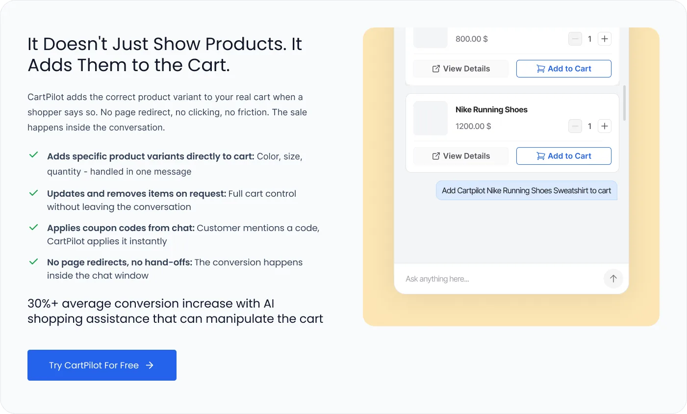CartPilot AI Sales Agent: Autonomous Cart Actions