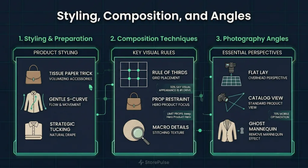 What does styling and composition mean in product photography