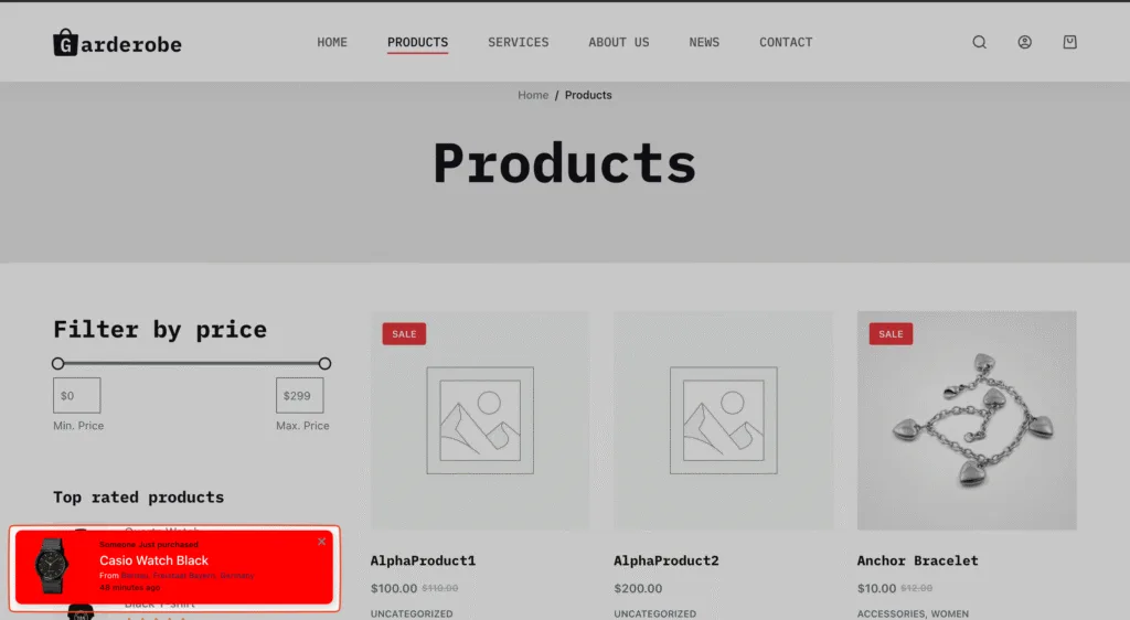 This image highlights the sales notifications in StoreGrowth