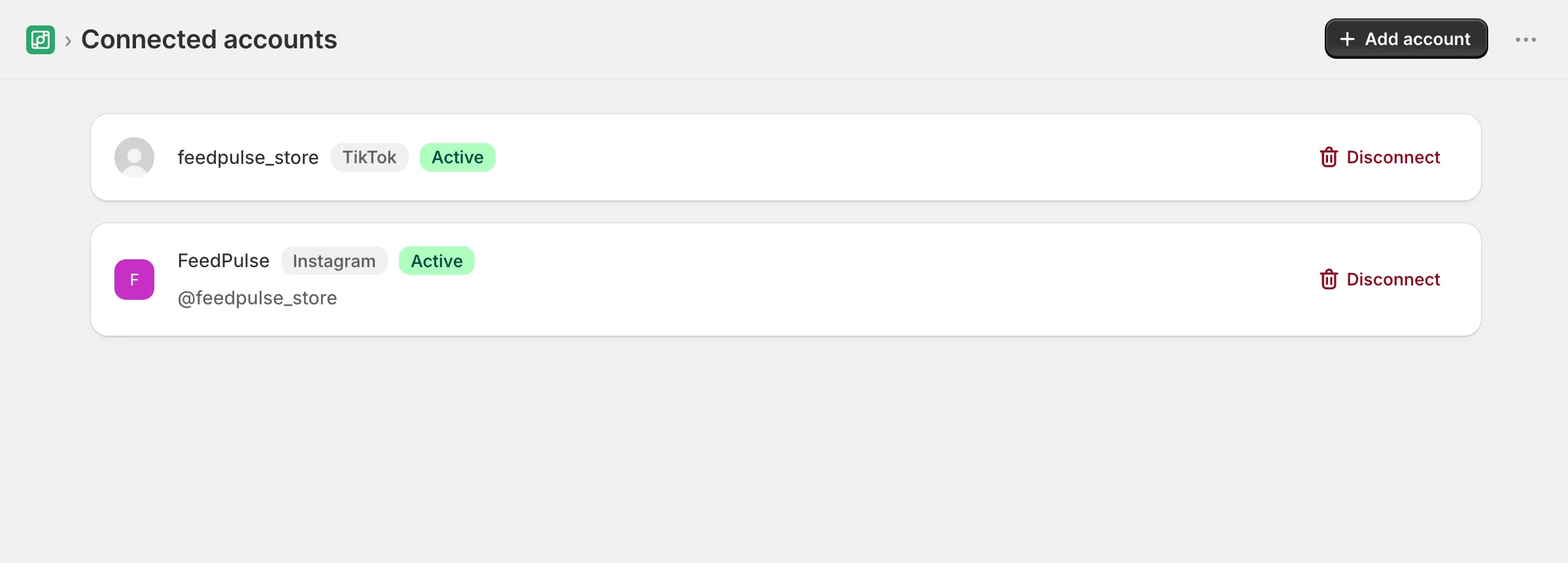connected app listed in your Account tab