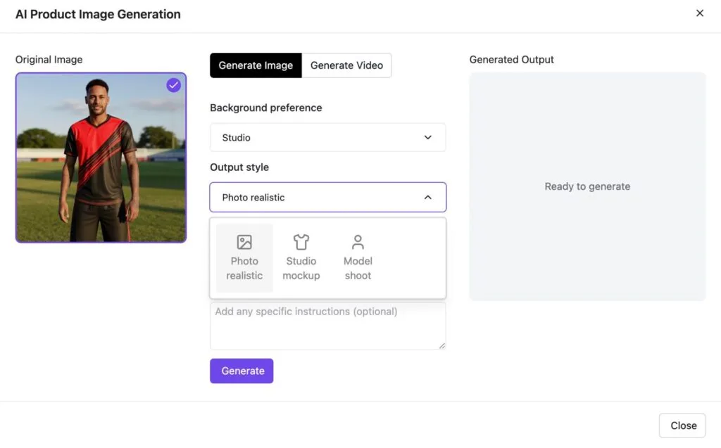 This is a screenshot of Output Style